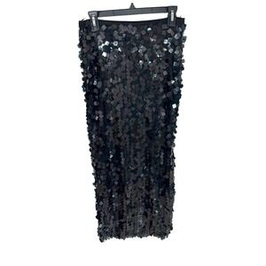 NEW House of Harlow 1960 Black Sequin Midi Paillette Skirt Party - Size Small